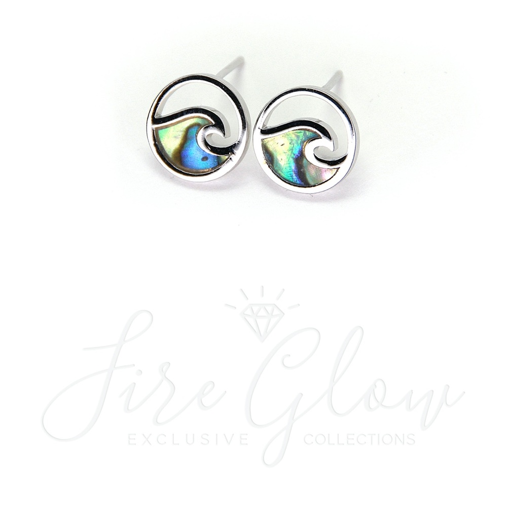 Rhodium Plated Oyster Shell Wave Earring